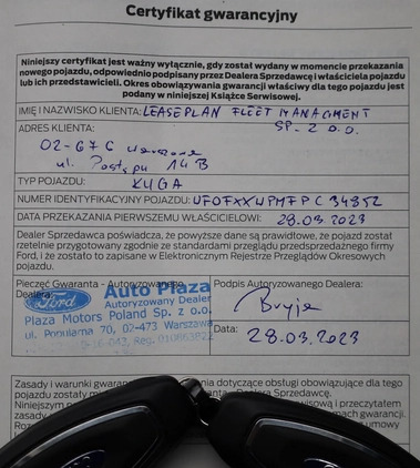 Ford Kuga cena 109900 przebieg: 10000, rok produkcji 2023 z Błonie małe 781